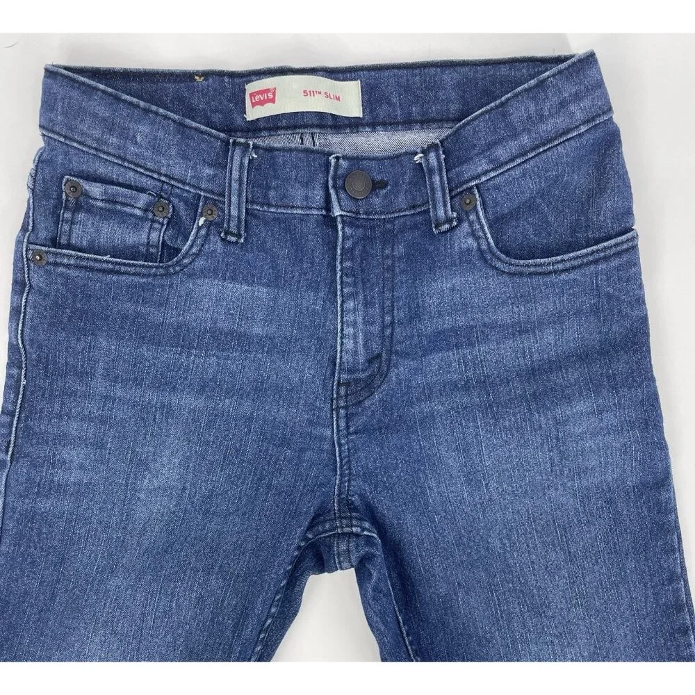 Boys Levi’s 511 Slim Jeans Size 14 Regular 27x27 Medium Wash - Picture 12 of 16